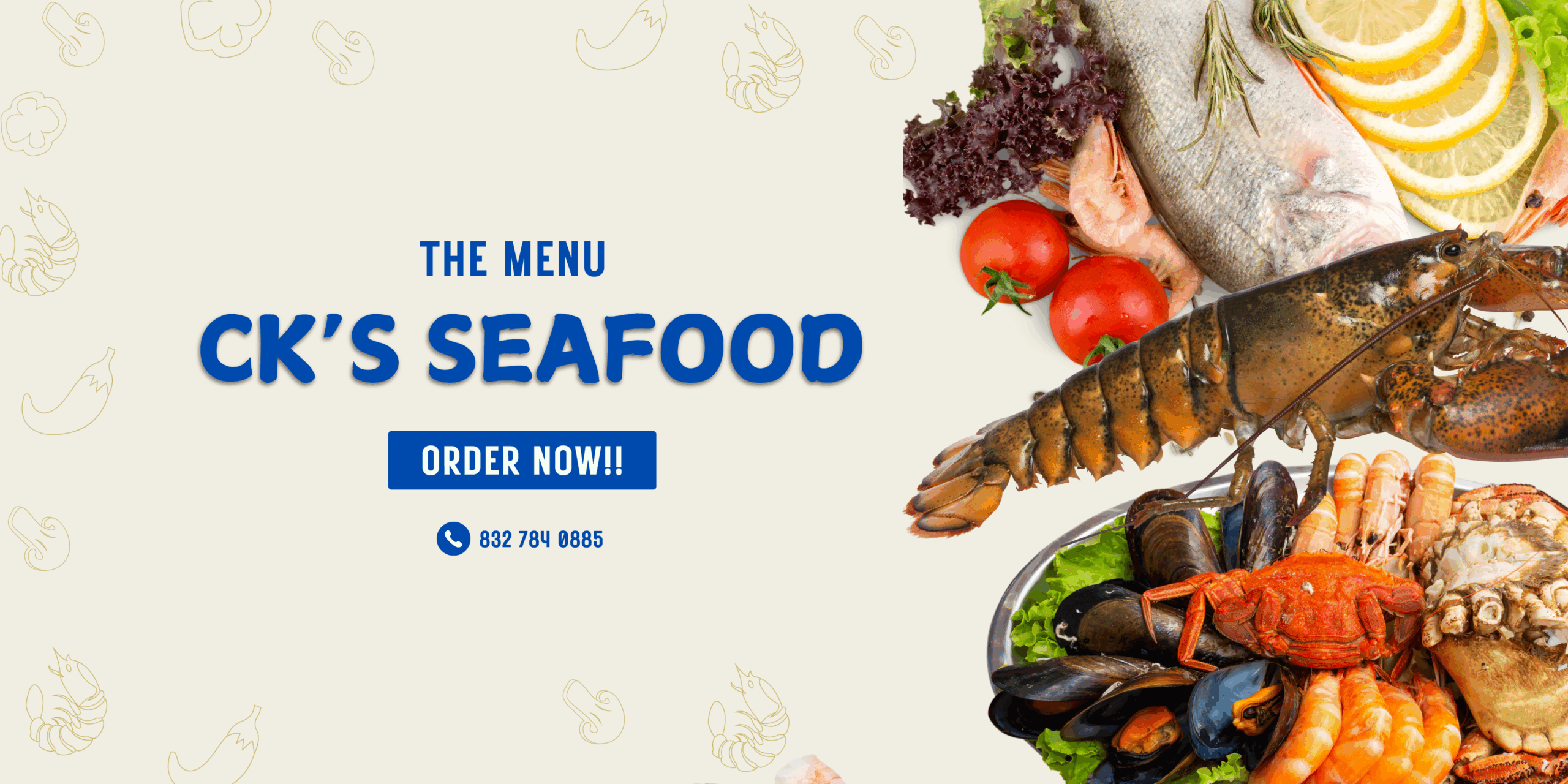 Blue And Beige Simple Seafood Restaurant Business Promotion Banner (2)
