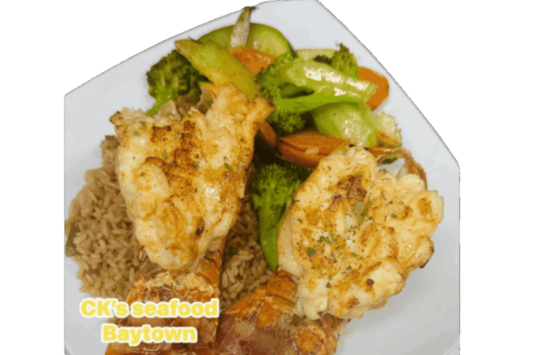 Grilled/Seared Lobster Tail with Rice and Vegetables