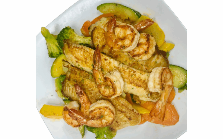 Grilled/Pan-Seared Fish Fillet and Shrimp with Vegetables